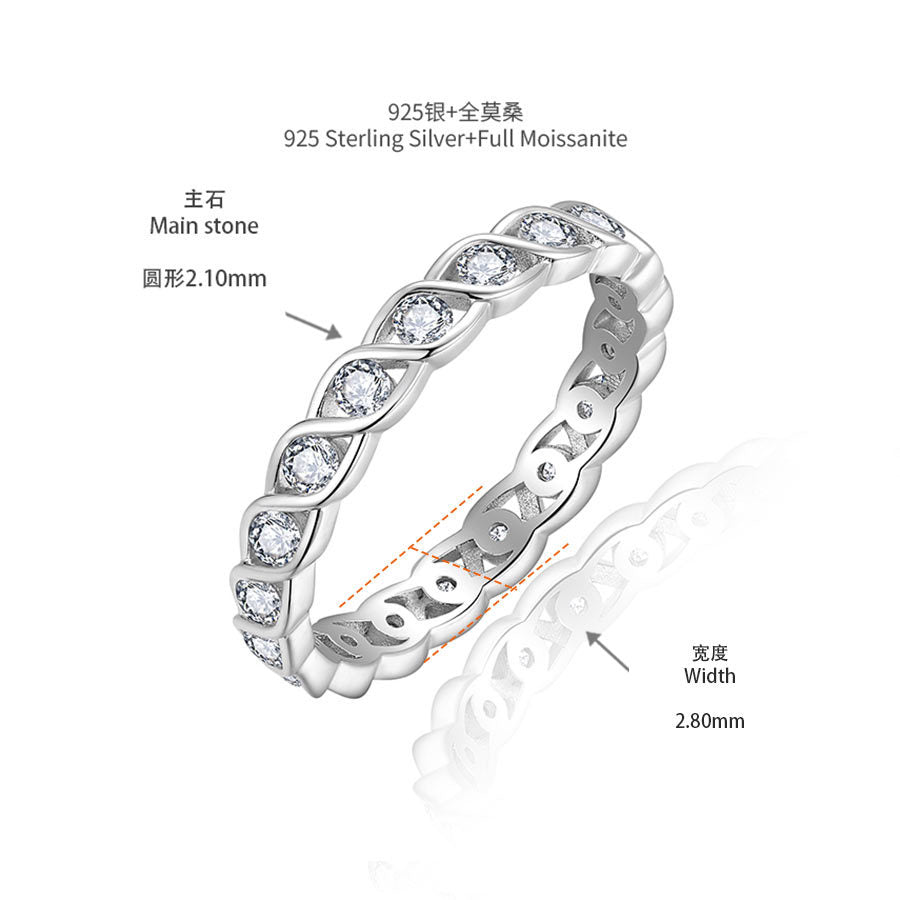 925 Silver Moissanite Twist Wave Ring, 18K Gold-Plated Stackable Band for Women product image