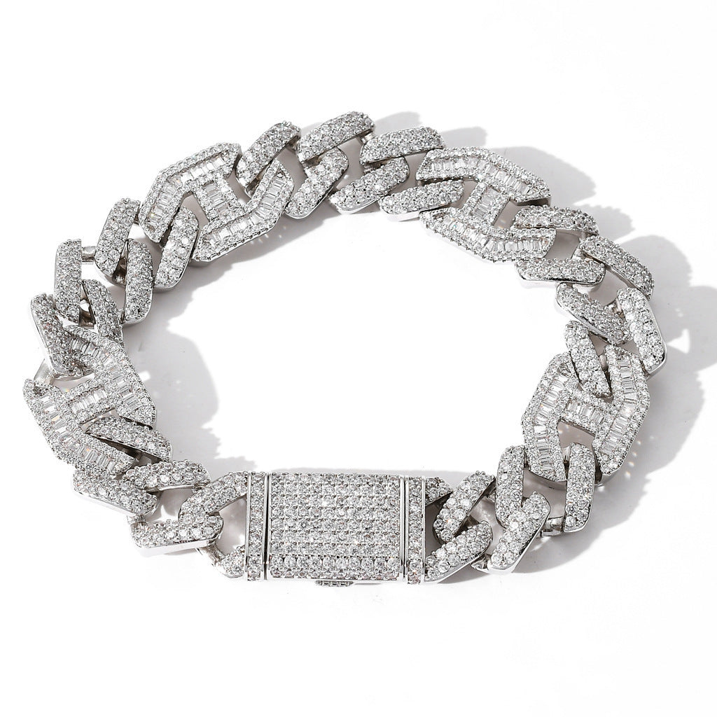 Hip Hop Light Luxury Cuban Link Cubic Zirconia Bracelet for Men