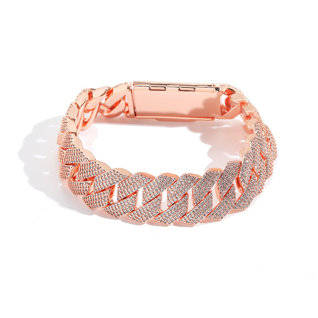 Hip Hop Diamond Shape Cuban Link Cubic Zirconia Bracelet for Men