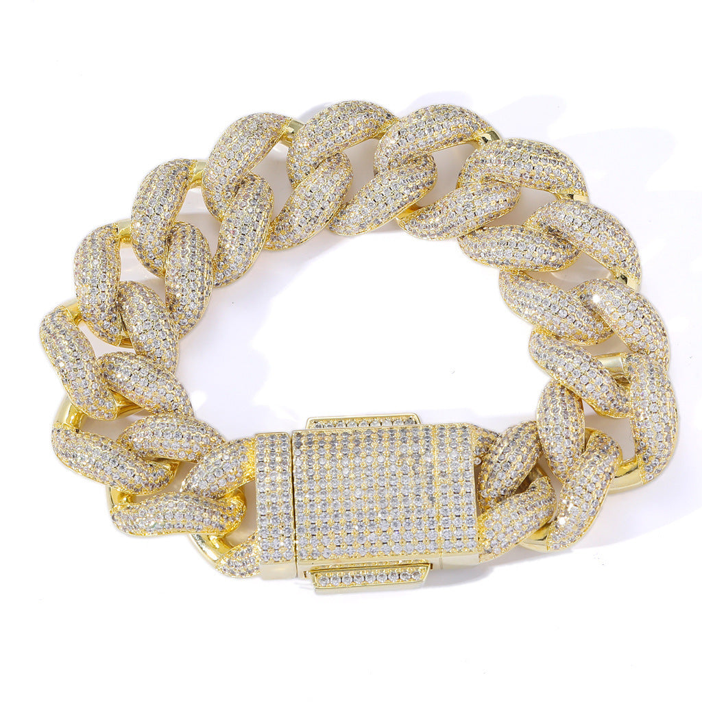 Hip Hop Cuban Link Bubble Copper Bracelet for Men
