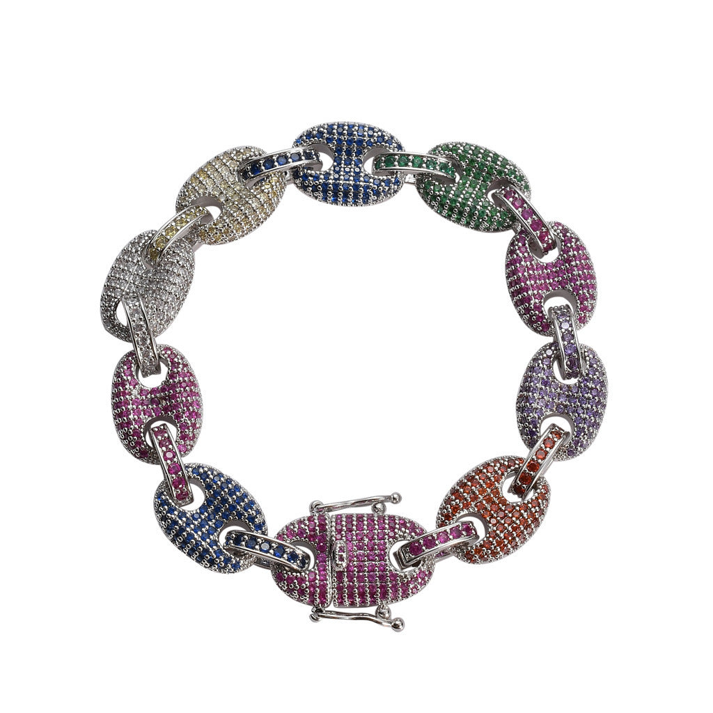 Hip Hop Cuban Link Cubic Zirconia Bracelet for Men