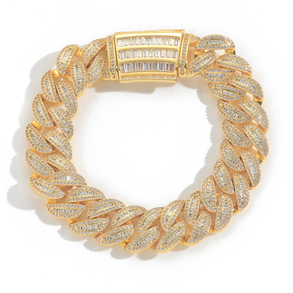 Hip Hop Cuban Link Cubic Zirconia Bracelet for Men