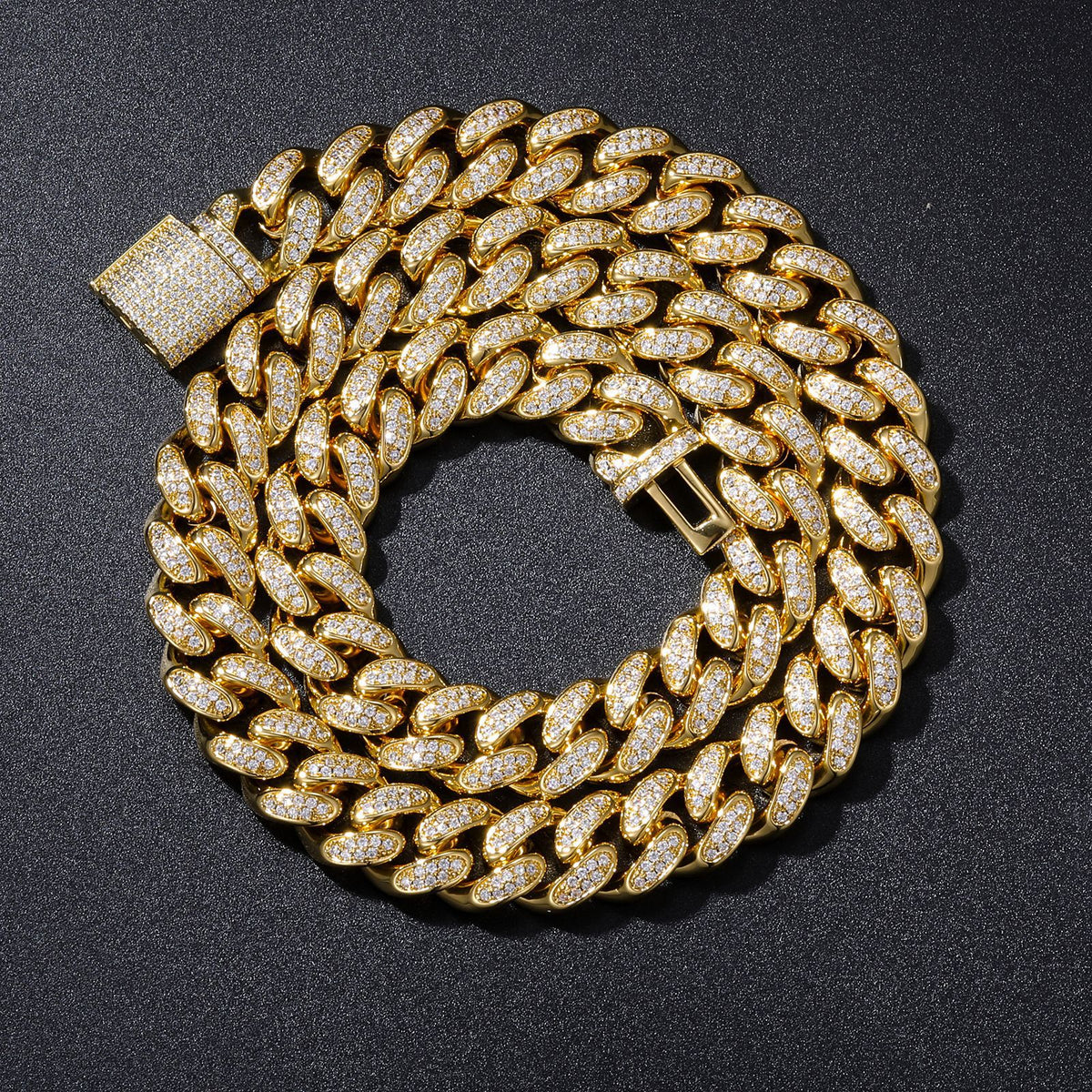 12mm Cubic Zirconia Cuban Link Chain Necklace Bracelet product image