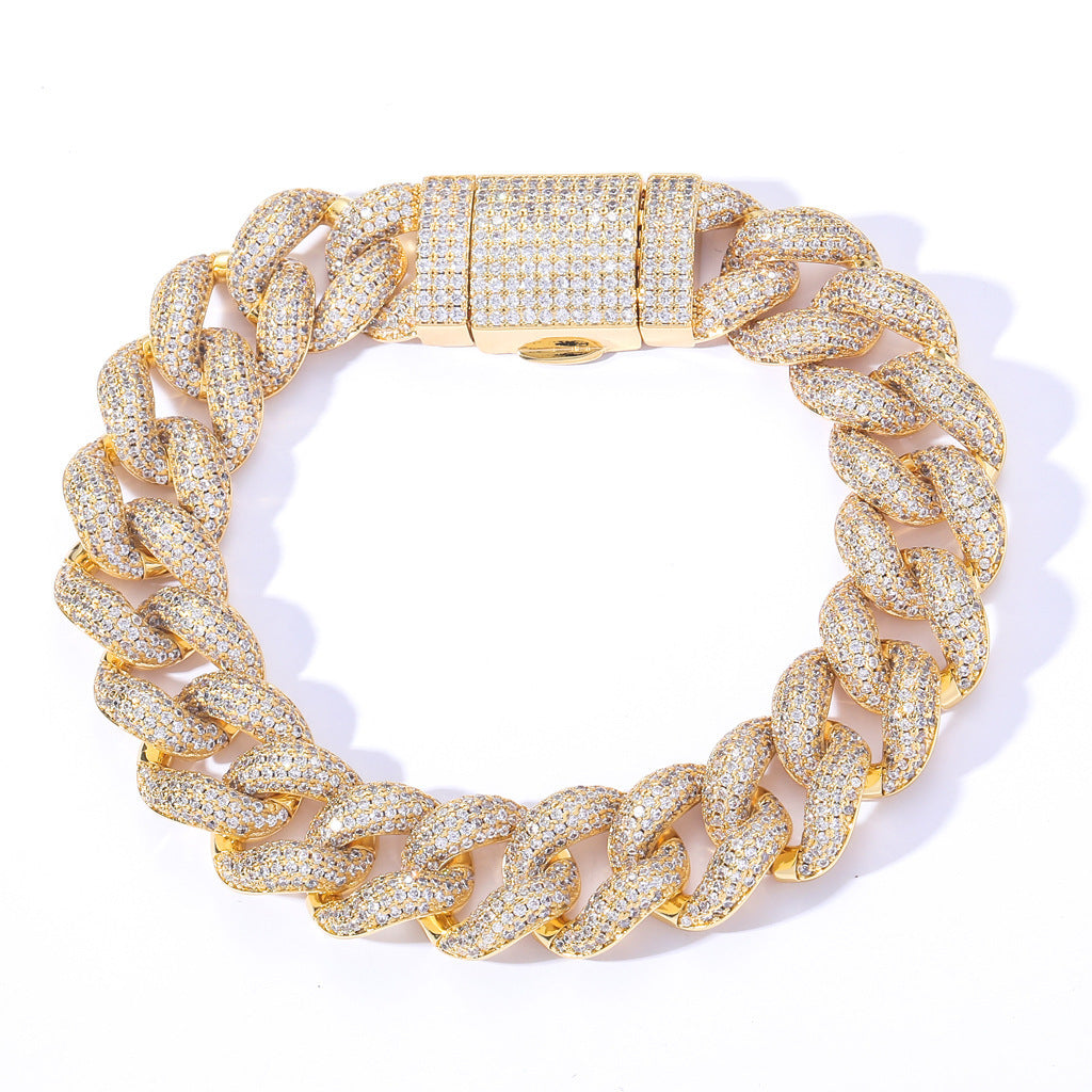 Hip Hop Cuban Link Bubble Cubic Zirconia Bracelet for Men
