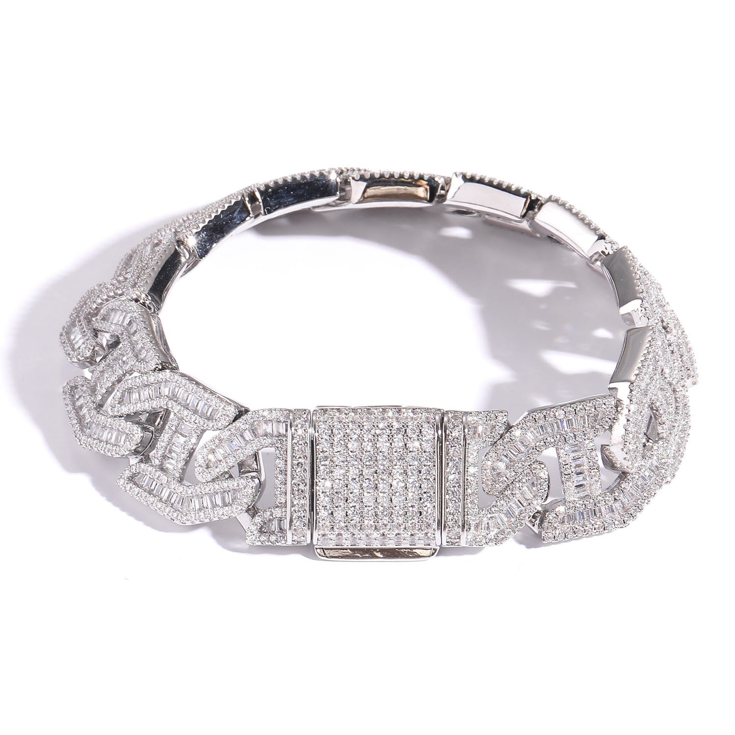 Hip Hop Minimalist Diamond Shape Cuban Link Cubic Zirconia Bracelet for Men