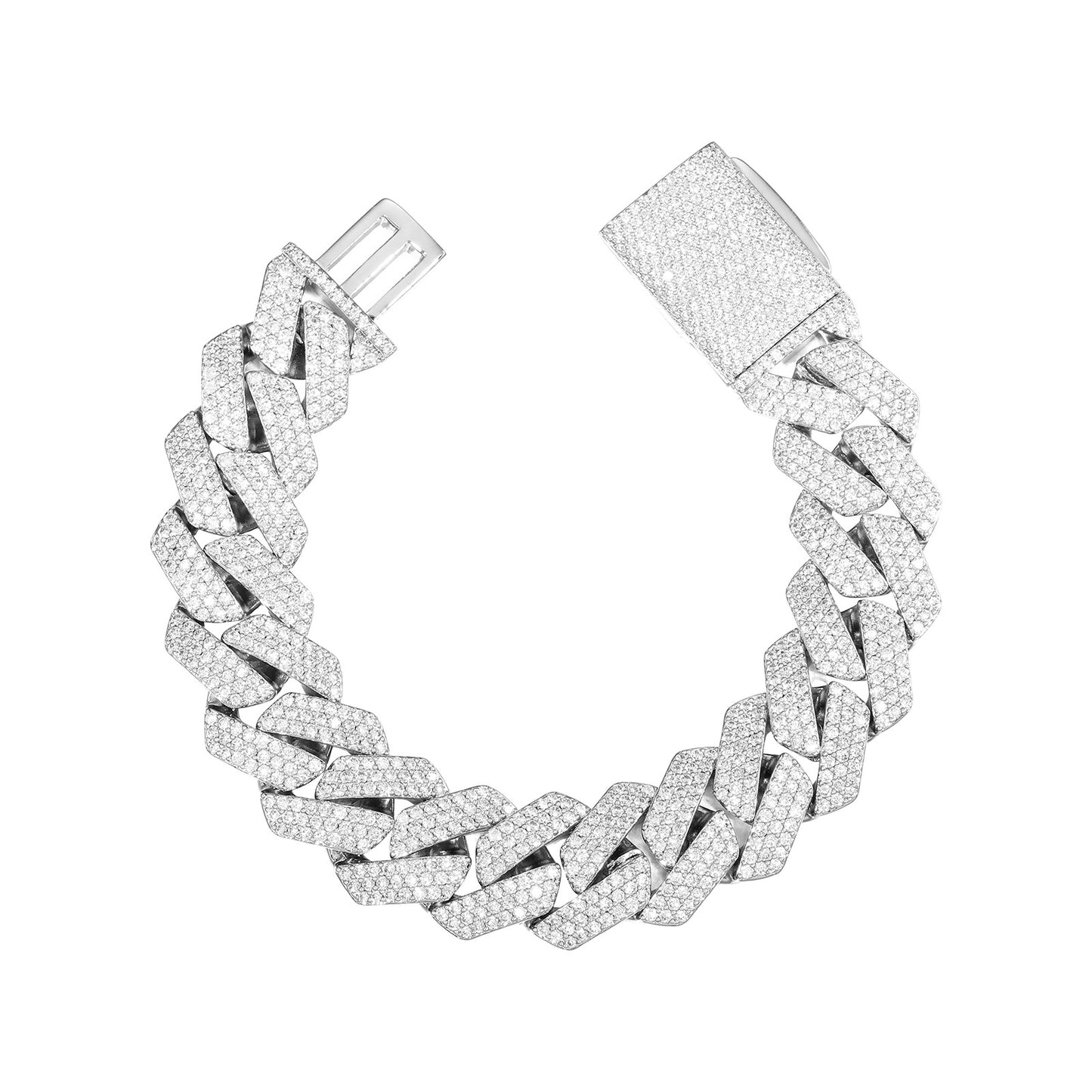 Iced Out Moissanite Diamond Shape Cuban Link Bracelet for Men and Women product image
