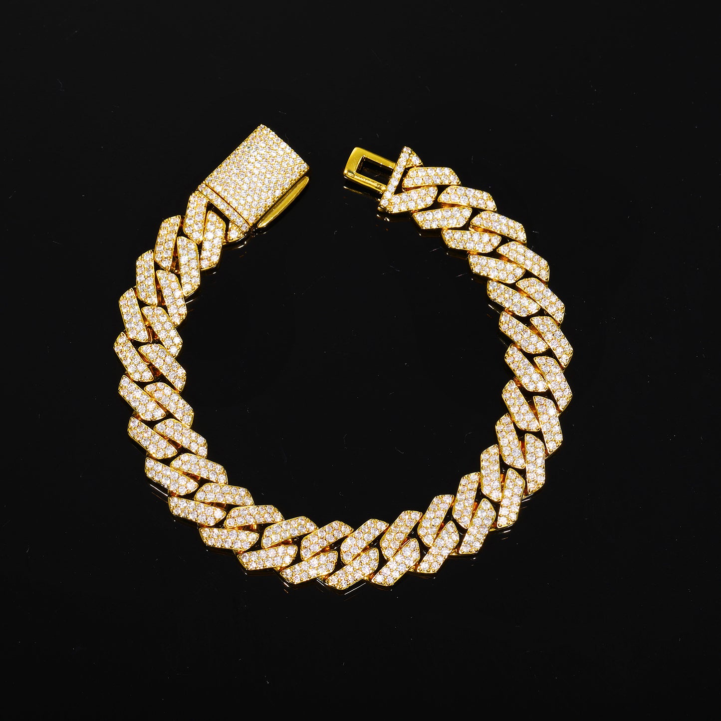 Iced Out Moissanite Cuban Link Bracelet for Men and Women - Gold or White Gold Tone product image