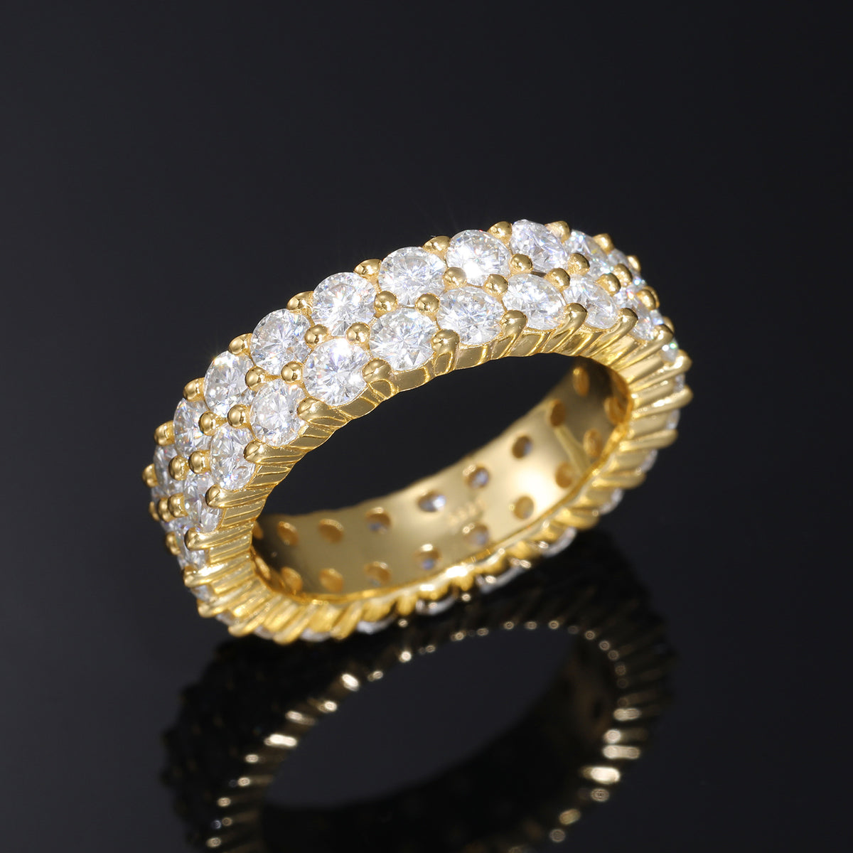 925 Silver Moissanite Geometric Cluster Ring, Unisex Hip Hop Style, Sizes 6-12, White Gold Tone product image