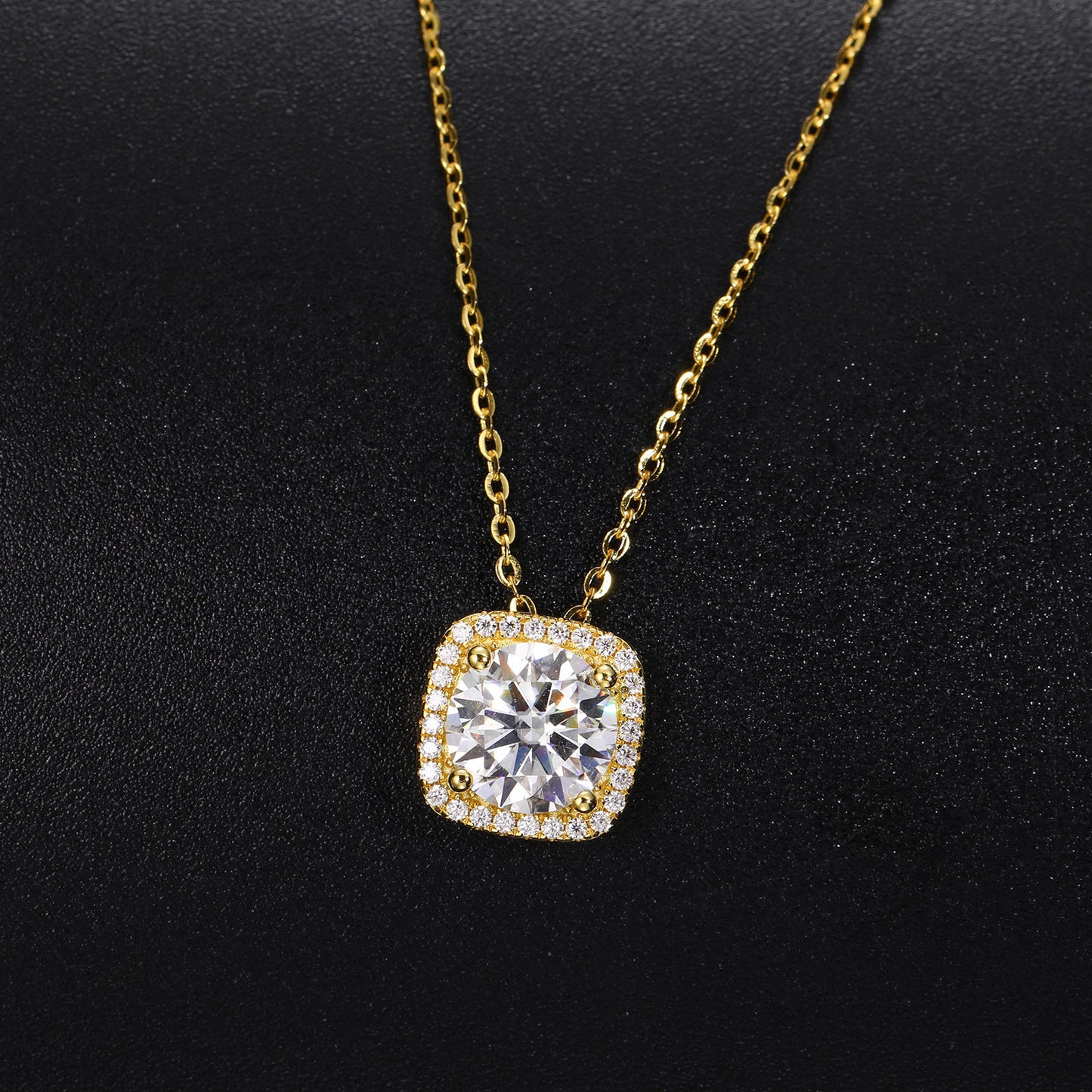 925 Silver Geometric Moissanite Pendant Necklace for Women, Luxury Hip Hop Clavicle Chain product image