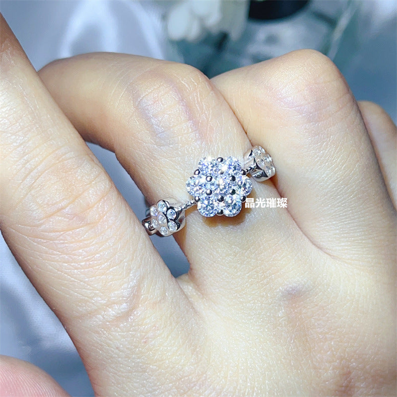 Moissanite Cluster Ring for Women, U-Shaped Pavé Stackable Band product image