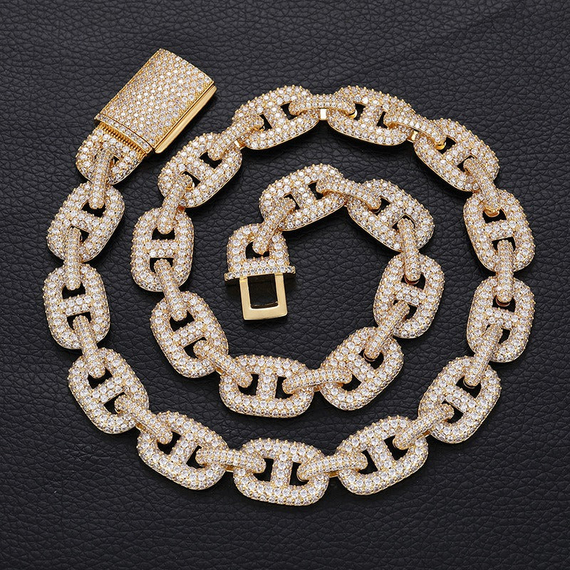 Iced Out Cuban Link Chain Necklace or Bracelet for Women and Men - Micro Pave Cubic Zirconia Hip Hop Statement Jewelry product image
