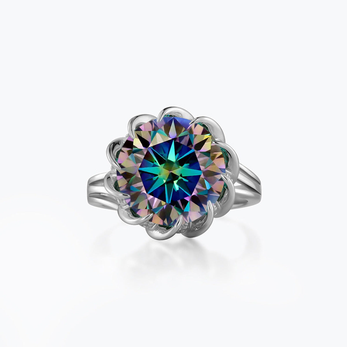 S925 Moissanite Halo Ring, 3.5 Carat Floral Promise Ring, Size 5-9 product image