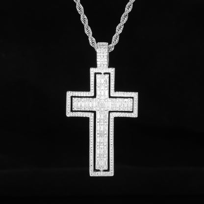 Iced Out Cross Pendant Necklace for Men and Women – Vintage Punk Hip Hop Chain in Gold or Silver Tone