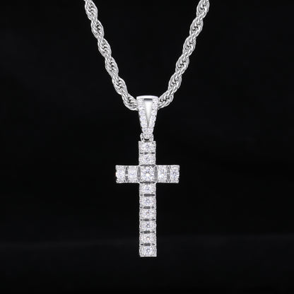 Iced Out Cross Pendant Necklace for Men and Women – Vintage Punk Hip Hop Chain in Gold or Silver Tone