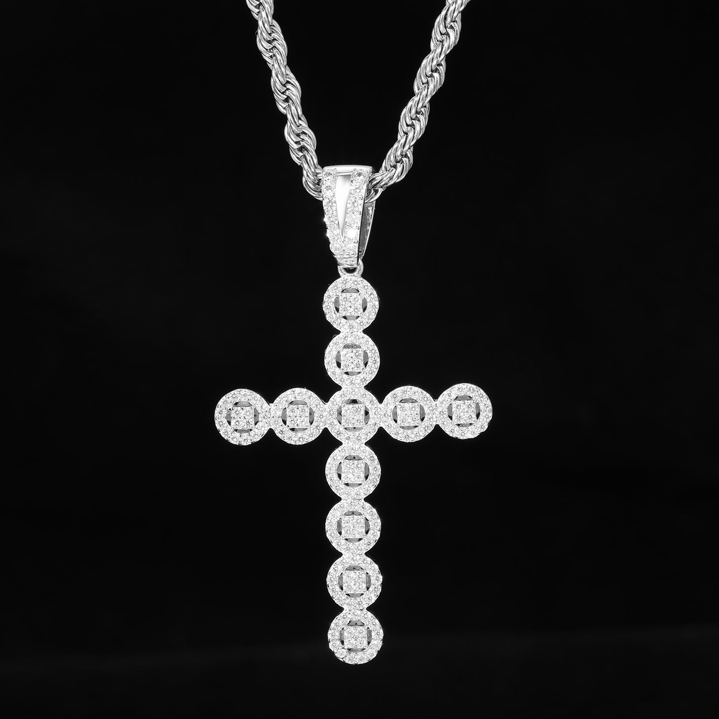 Iced Out Cross Pendant Necklace for Men and Women – Vintage Punk Hip Hop Chain in Gold or Silver Tone product image