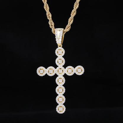 Iced Out Cross Pendant Necklace for Men and Women – Vintage Punk Hip Hop Chain in Gold or Silver Tone