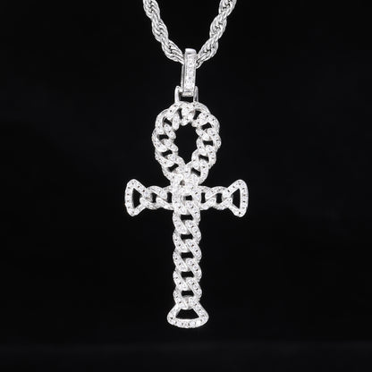 Iced Out Cross Pendant Necklace for Men and Women – Vintage Punk Hip Hop Chain in Gold or Silver Tone