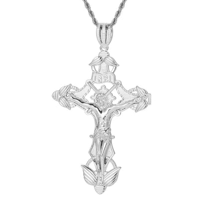 Iced Out Cross Pendant Necklace for Men and Women – Vintage Punk Hip Hop Chain in Gold or Silver Tone