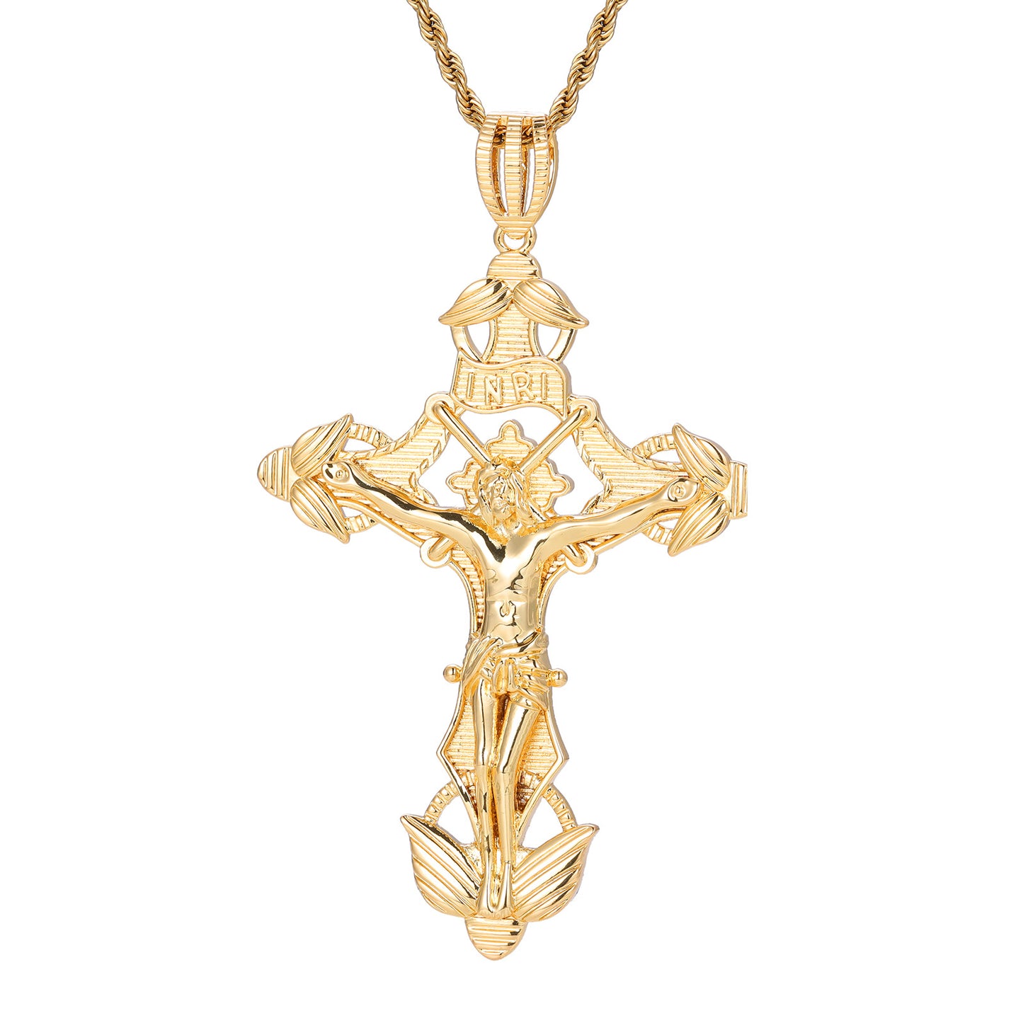 Iced Out Cross Pendant Necklace for Men and Women – Vintage Punk Hip Hop Chain in Gold or Silver Tone product image