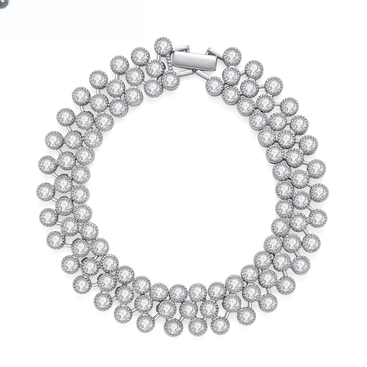 Round Halo Cluster Tennis Bracelet for Women Elegant Statement Jewelry
