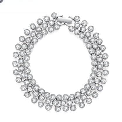Round Halo Cluster Tennis Bracelet for Women Elegant Statement Jewelry