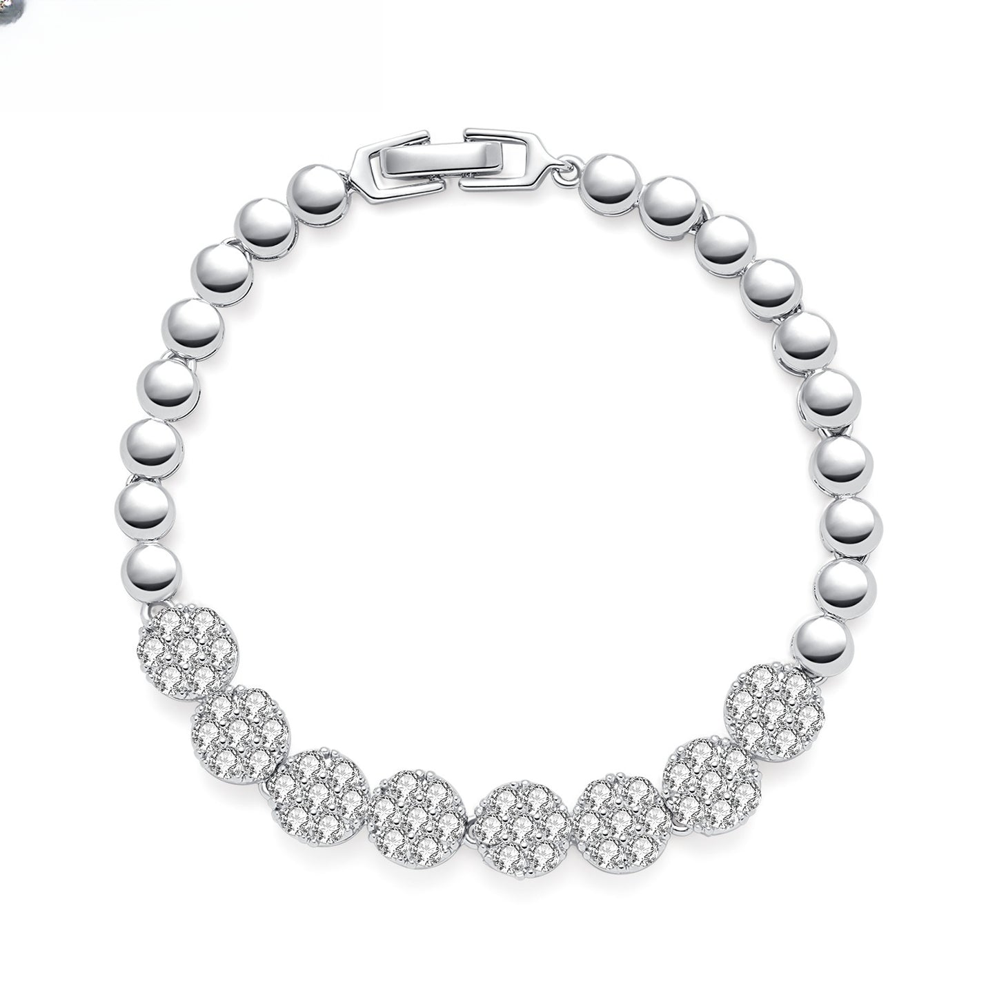 Round Pave Disc Tennis Bracelet for Women Elegant Minimalist Party Jewelry