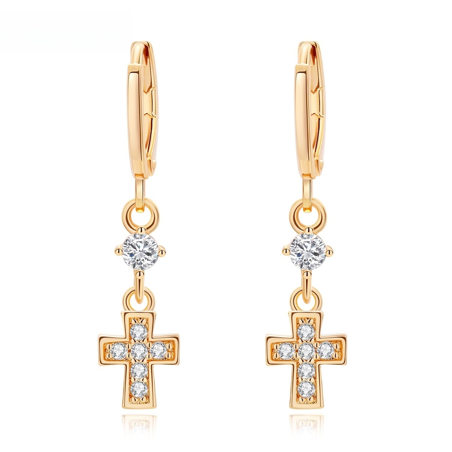 Unisex Minimalist Cross Drop Earrings