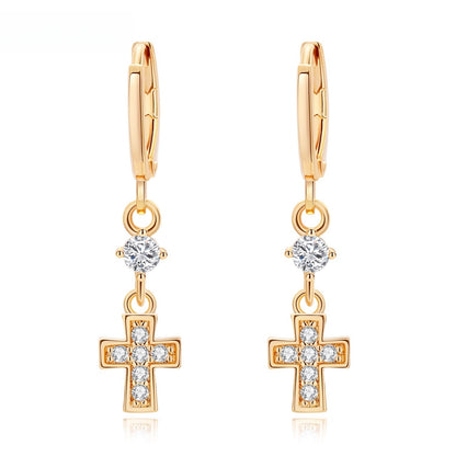 Unisex Minimalist Cross Drop Earrings