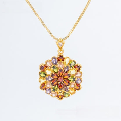 Vintage Teardrop Floral Pendant Necklace for Women Elegant Statement Jewelry