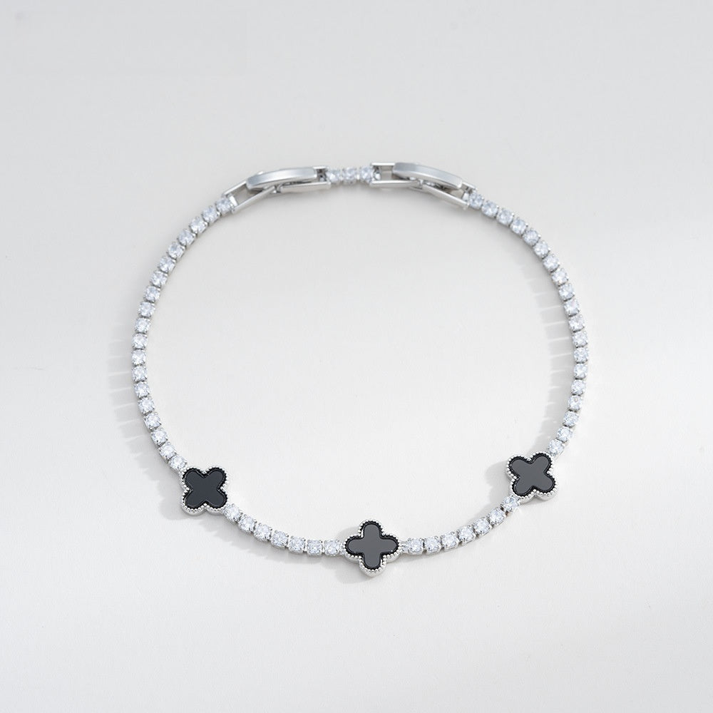 Elegant Four-Leaf Clover Adjustable Bracelet for Women - Gold Plated or Silver Plated Copper Chain Bracelet
