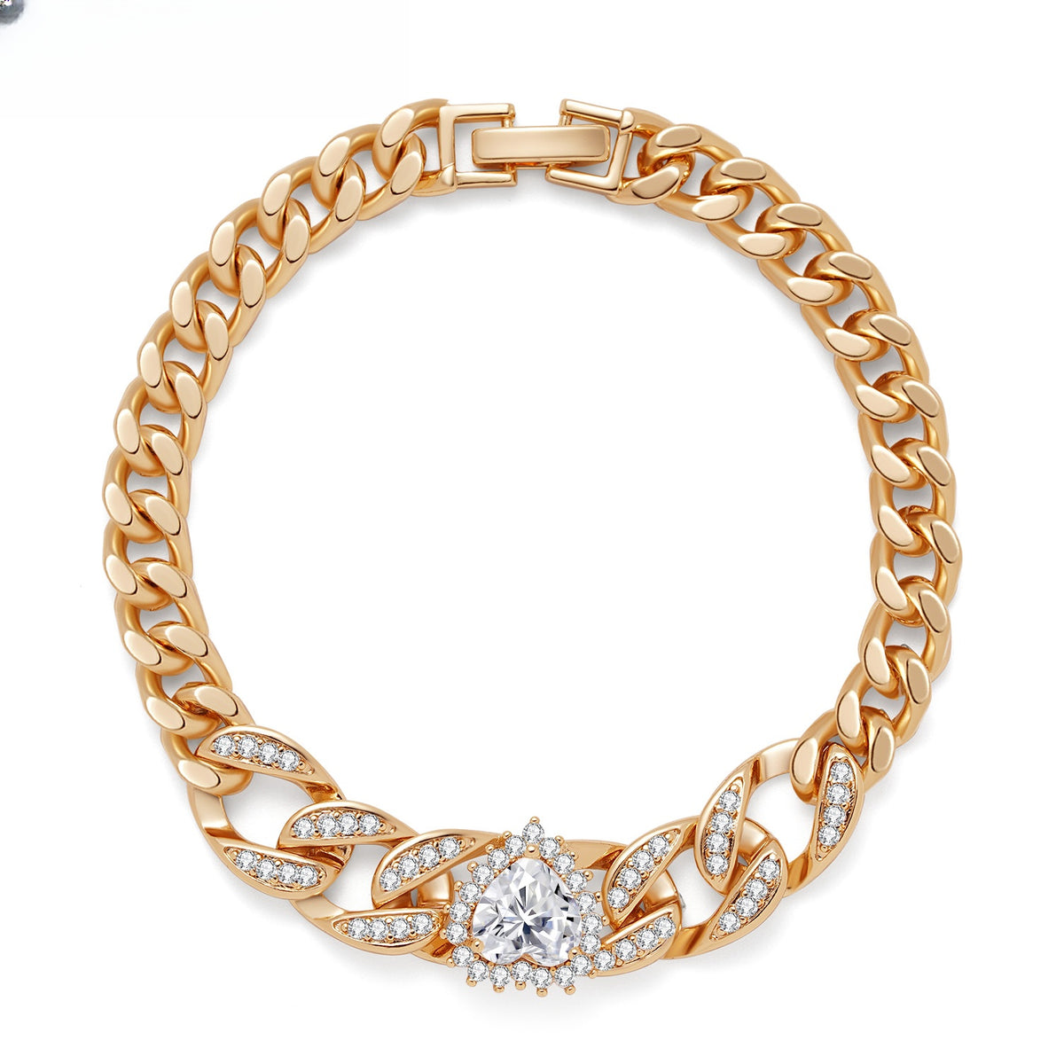 Minimalist Heart Cuban Link Bracelet for Women Elegant Statement Jewelry product image