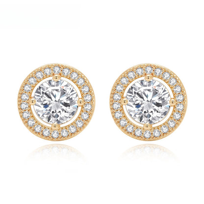 Round Halo Stud Earrings for Women