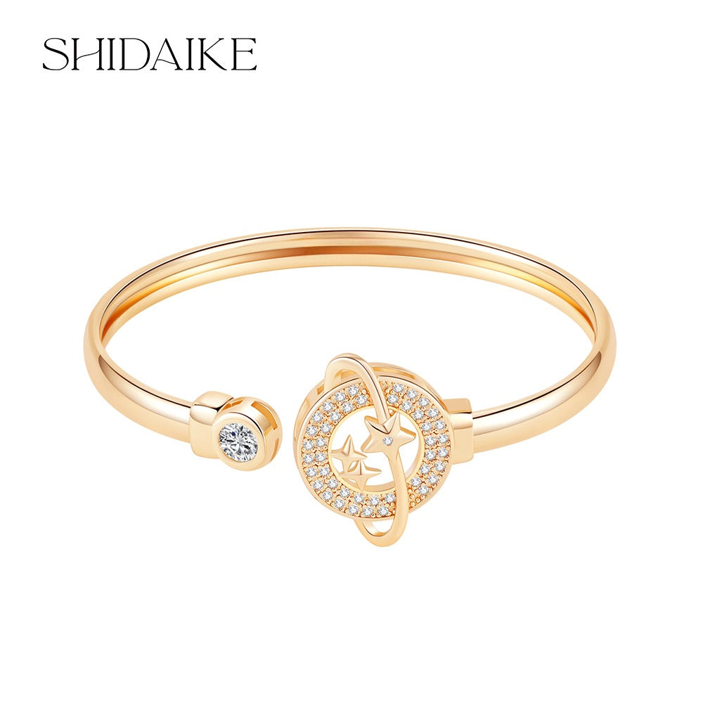 Elegant Rose Motif Cuff Bracelet for Women, Dainty Statement Jewelry