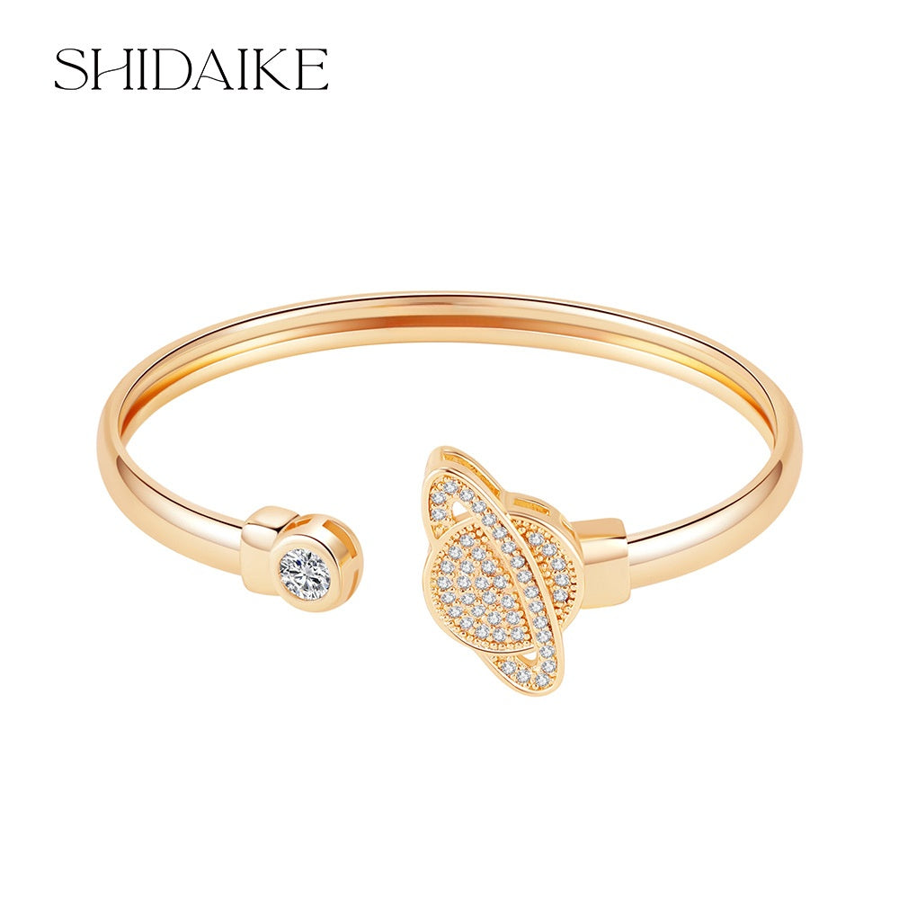 Elegant Rose Motif Cuff Bracelet for Women, Dainty Statement Jewelry