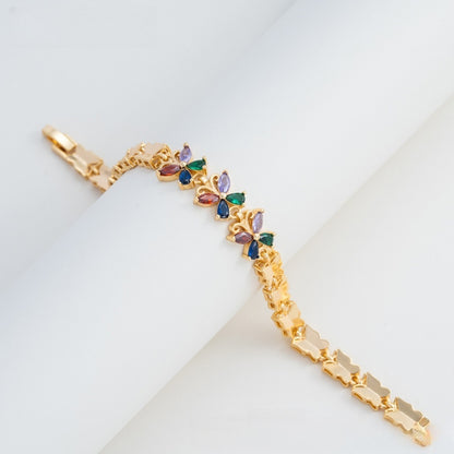 Elegant Camellia Flower Gold Plated Bracelet for Women & Men – Colorful Crystal Chain Bangle Jewelry 2026