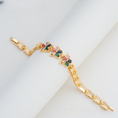 Elegant Camellia Flower Gold Plated Bracelet for Women & Men – Colorful Crystal Chain Bangle Jewelry 2026
