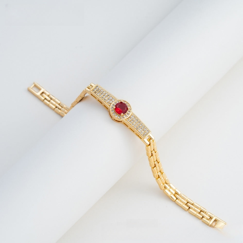 Elegant Camellia Flower Gold Plated Bracelet for Women & Men with Crystal Accent Chain Bangle