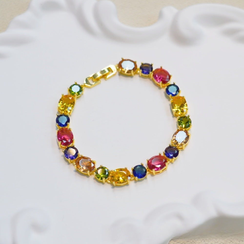 Vintage Gemstone Circle Bracelet for Women