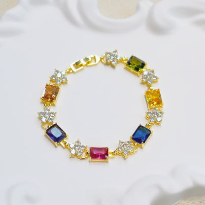 Minimalist Gold Plated Multicolor Crystal Chain Bracelet for Women & Men