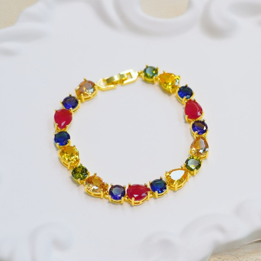 Vintage Gemstone Circle Bracelet for Women