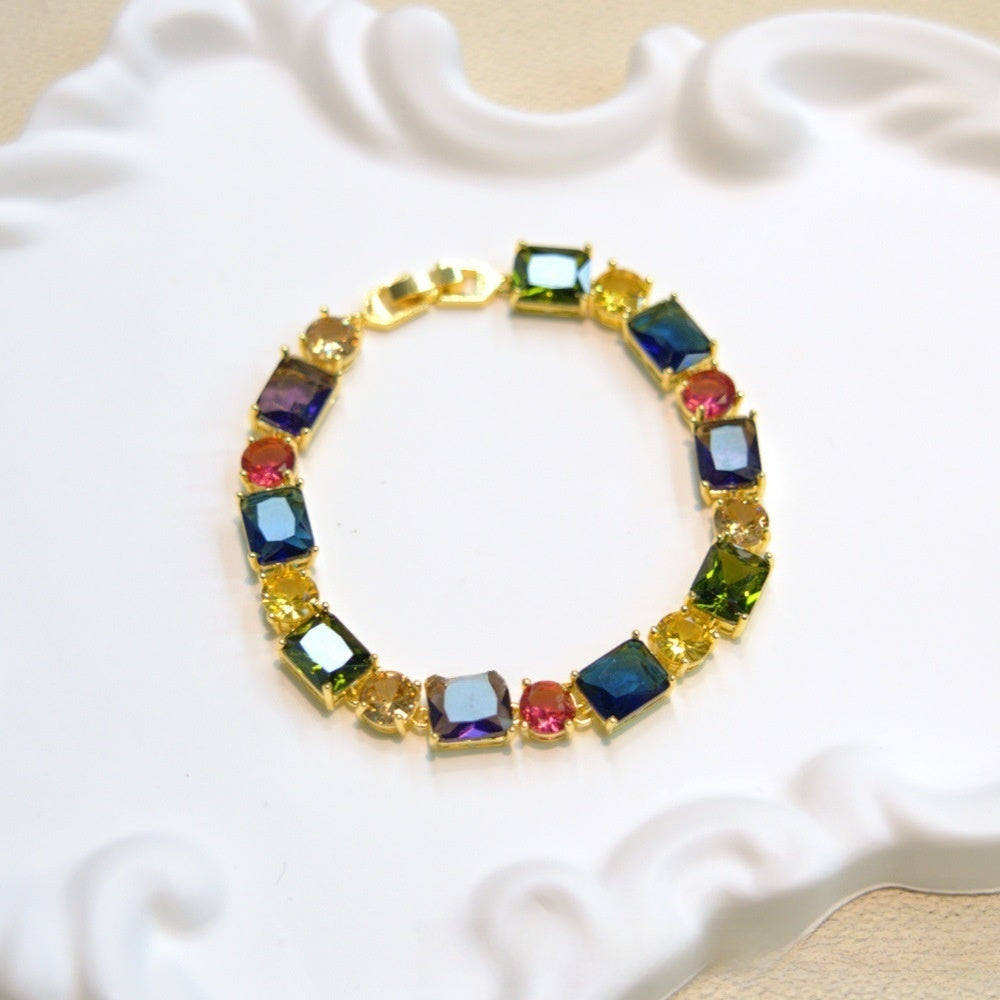 Vintage Gemstone Circle Bracelet for Women