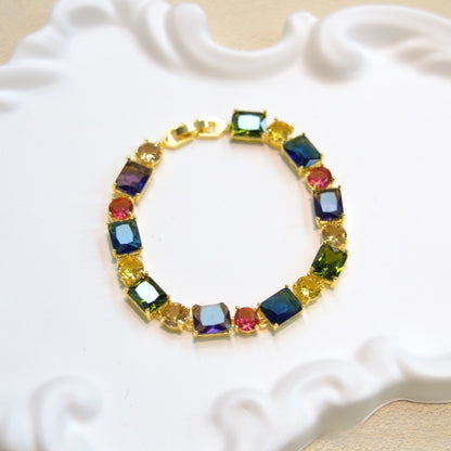 Vintage Gemstone Circle Bracelet for Women