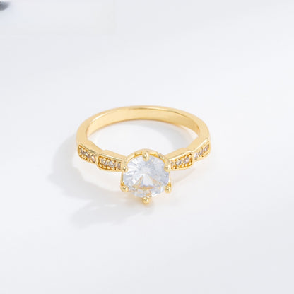 Gold Plated Cubic Zirconia Star Ring for Women – Elegant Minimalist Stackable Statement Ring
