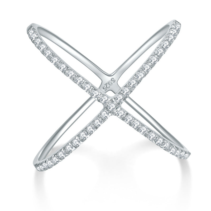 VVS Moissanite X Cross Ring, 18K Gold-Tone Crossover Ring for Women product image