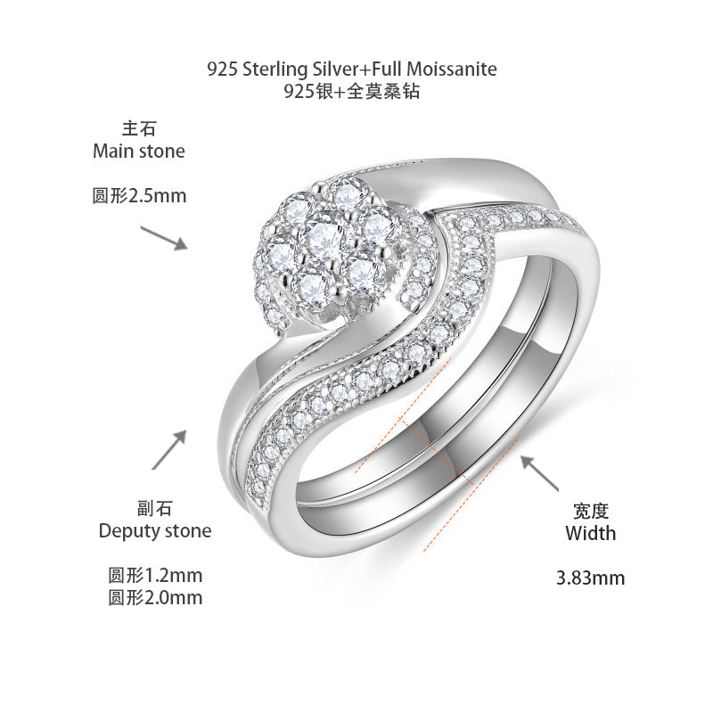 Moissanite Halo Ring Set for Women, Vintage Floral Stackable Engagement Ring, Promise Wedding Ring product image
