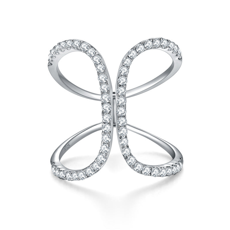 VVS Moissanite Butterfly Ring, 18K Gold Plated Open Pavé Ring for Women product image