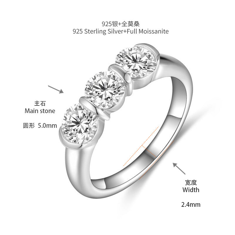 Three Stone Round Moissanite Ring for Women, Minimalist Promise Ring product image