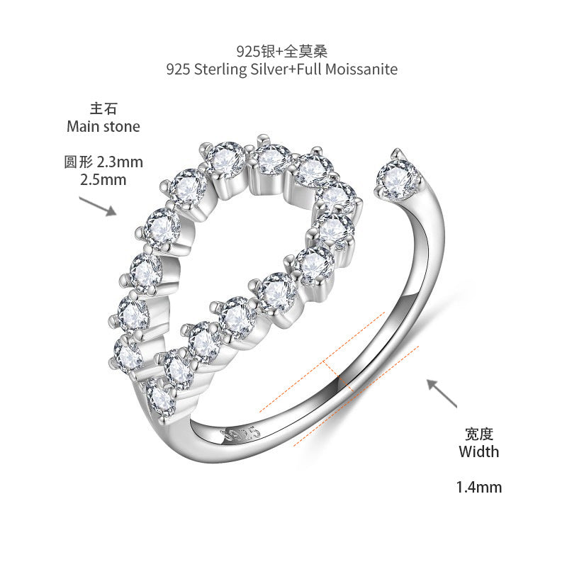 Moissanite Open Ring for Women, Clear Stone Wrap Band, Promise Ring Style product image