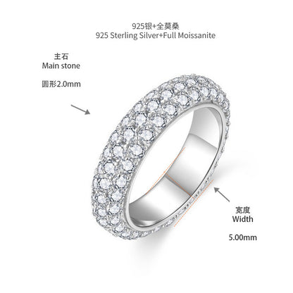 Pavé Moissanite Ring, S925 Sterling Silver Matching Couple Band