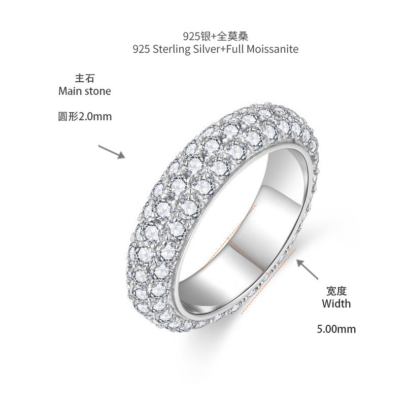 Pavé Moissanite Ring, S925 Sterling Silver Matching Couple Band product image